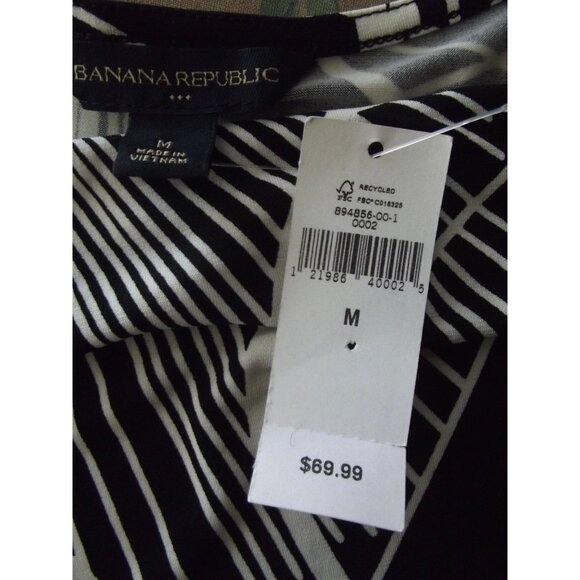 Banana Republic Dress Womens Size Medium Shift Black & White Abstract Print - Picture 3 of 10